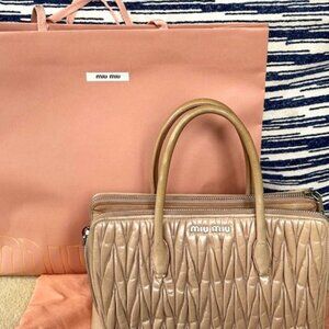 Miu Miu Tan Quilted Handbag